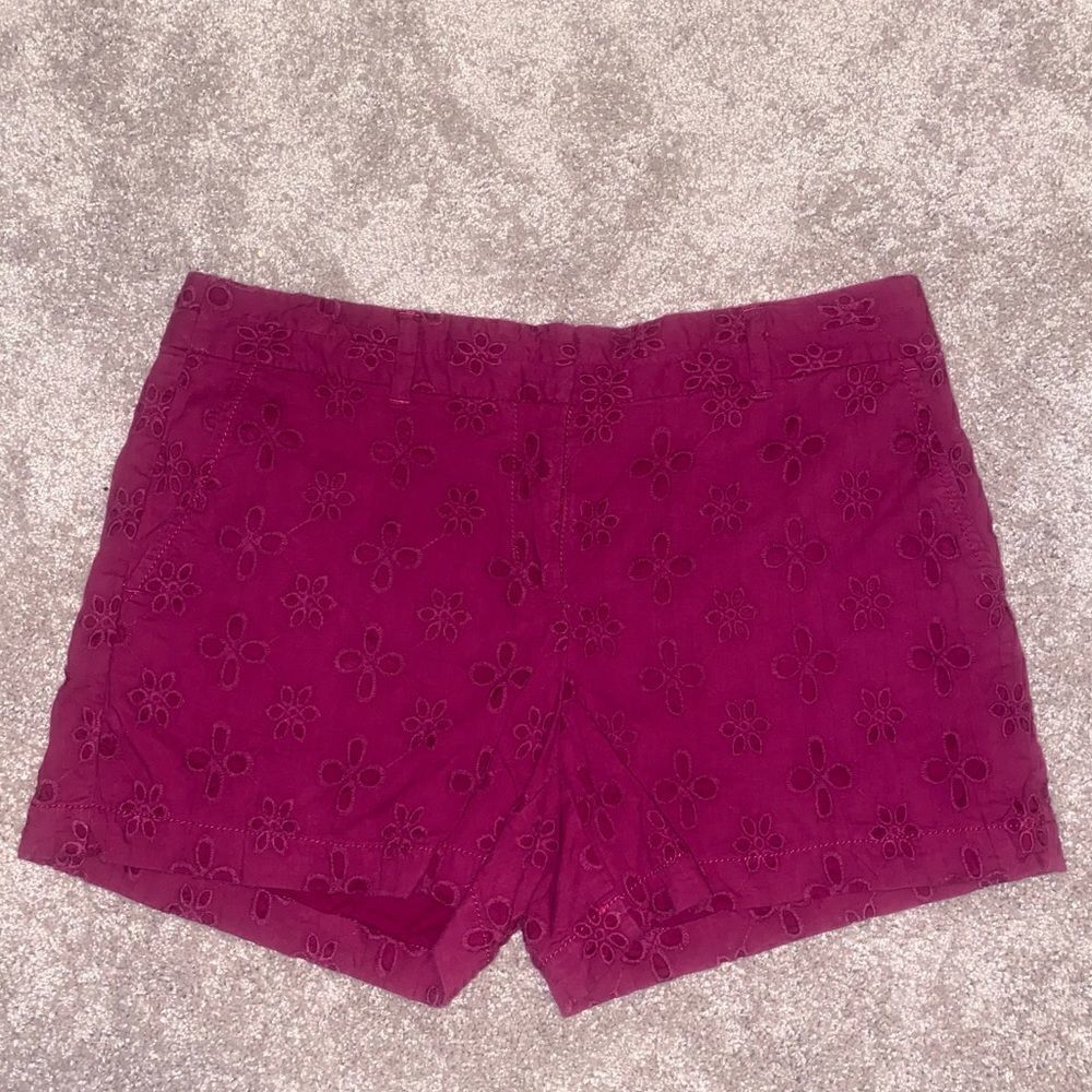 LOFT Fuchsia Eyelet Shorts 